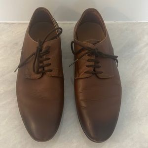 Zara Men Brown Leather Dress Shoes Oxfords Lace Up Cap Toe EUR 40 / US 7